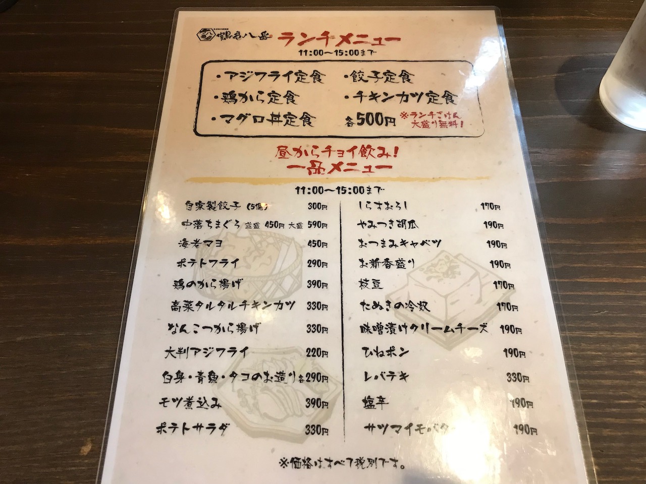 姫路駅前の立ち飲み屋「鶴亀八番」のマグロ丼定食はワンコインランチなのか！？